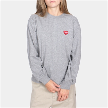 Carhartt WIP W´ L/S Heart Patch T-shirt Grey Heather / Red